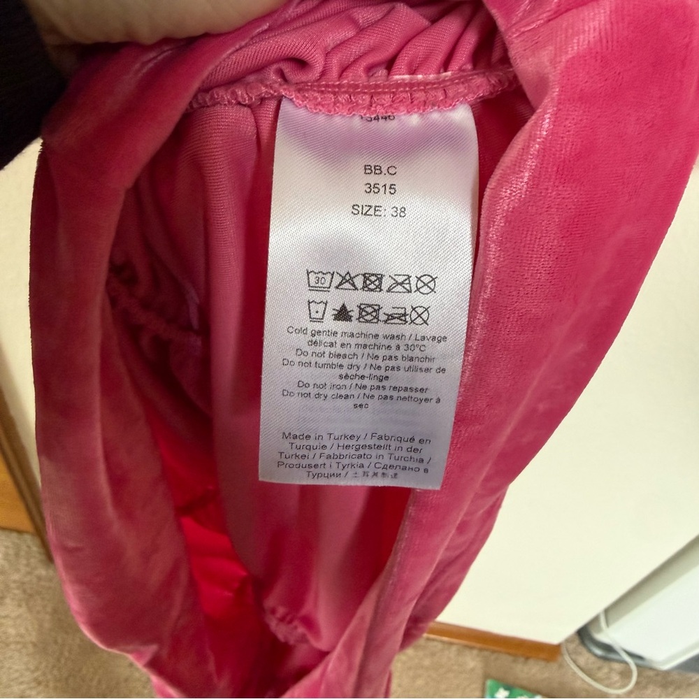 GANNI Pink Velvet O-neck Dress Size 38 - Picture 3 of 4